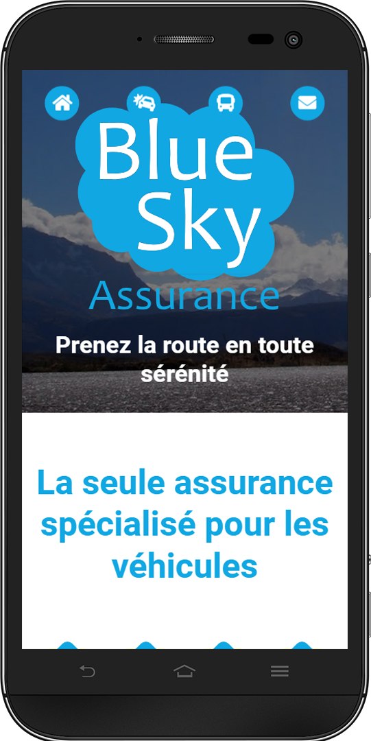 Le site Blue Sky Assurance sur Téléphone