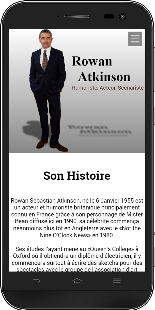 Le site sur Rowan Atkinson sur Téléphone