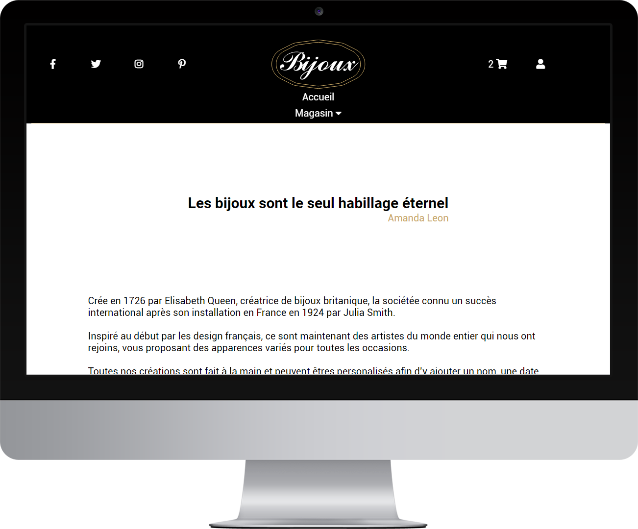 Le site Bijoux sur PC